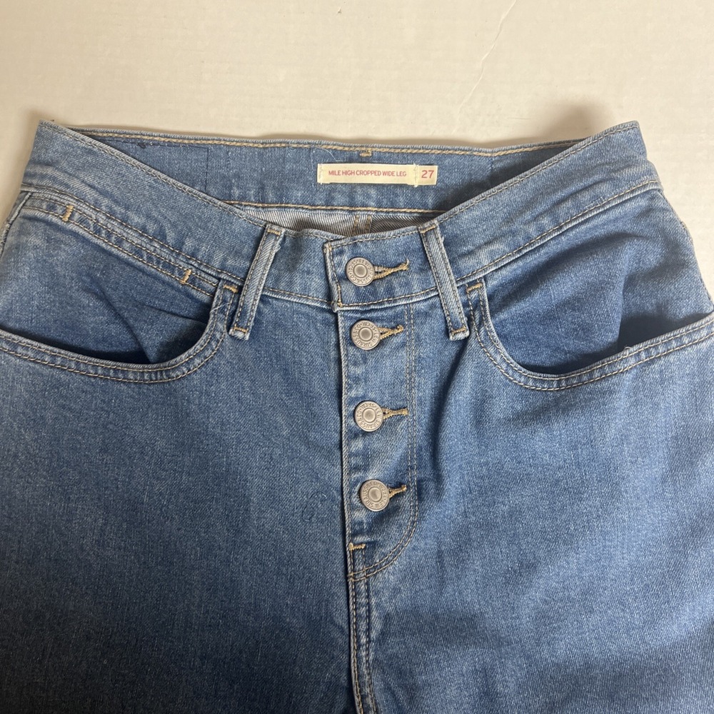 Levis Jeans Women‎ 27x25 Denim Mile High Cropped Wide Leg Loose Button Fly Y2K